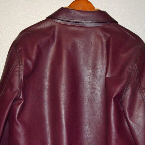 INTERNATIONAL CONCEPT (INC) MEN'S QUILTED LINNING LEATHER JACKET- MAROON $89 - Picture 6 of 14